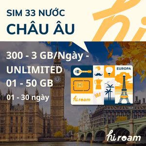 Sim châu âu 33 nước