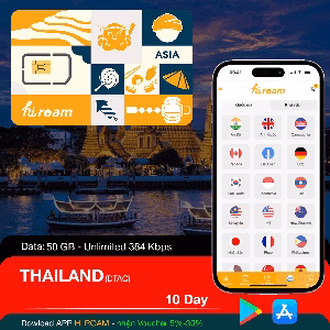 Sim thái lan 50 gb - 10 ngày không giới hạn 384kbps
